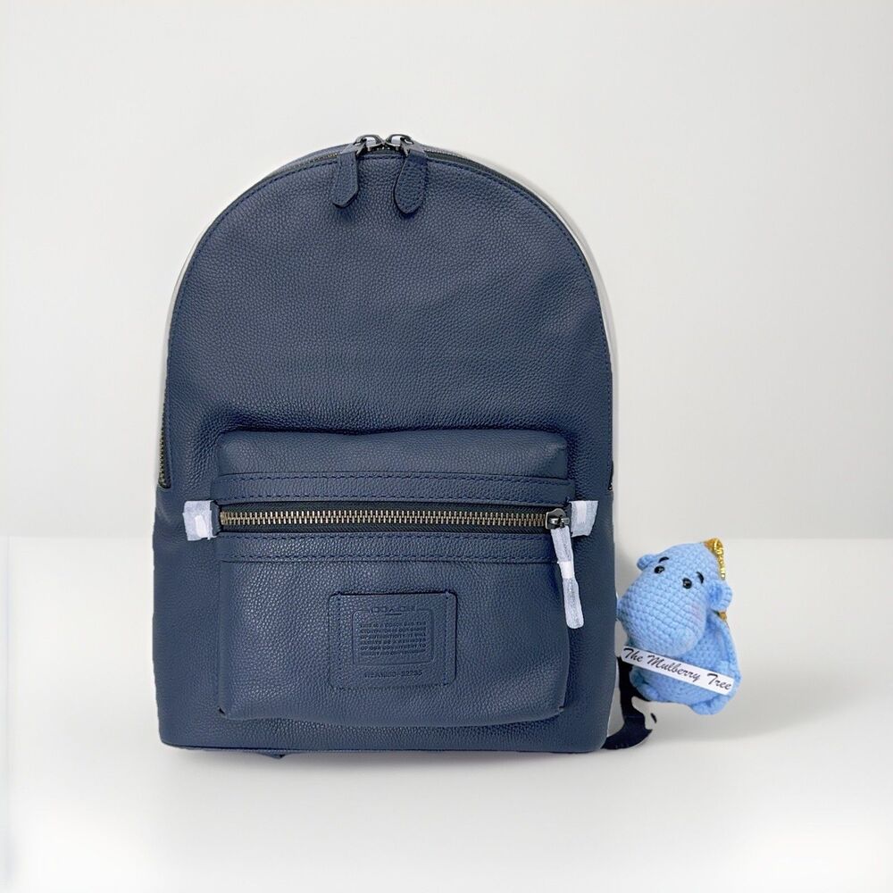 Coach 32235 Academy Backpack Style Midnight Navy Black Copper Pebbled Leather - Picture 2 of 11